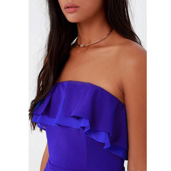 LULUS ROYAL BLUE STRAPLESS DRESS SMALL - Picture 5 of 8